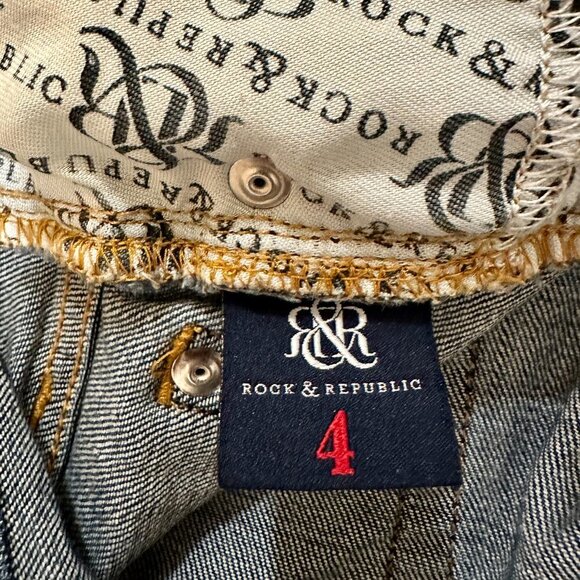 Rock & Republic Denim Jeans Women's Size 4 Blue Low Rise Indee Distress Studded - Picture 6 of 14
